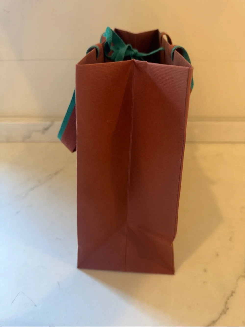 Loro Piana Brown shoppingBag with Teal-Trim Handles 12x9x5